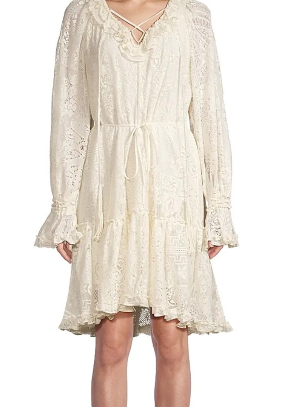Kobi‎ Halperin Senna Ivory Floral Lace peasant dress cotton blend medium